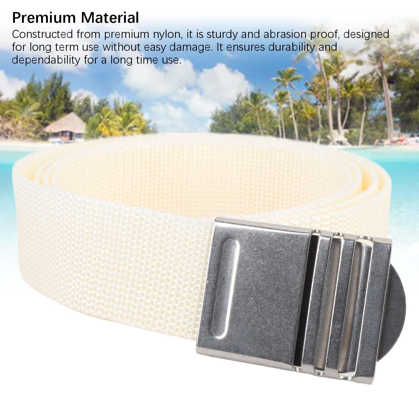 Cffuvros Scuba Weight Belt, 73.6 Thickened Nylon Dive Weights with Stainless Steel Buckle, Adjustable Diving Belt for Snorkeling Professional Diving Accessories (White)