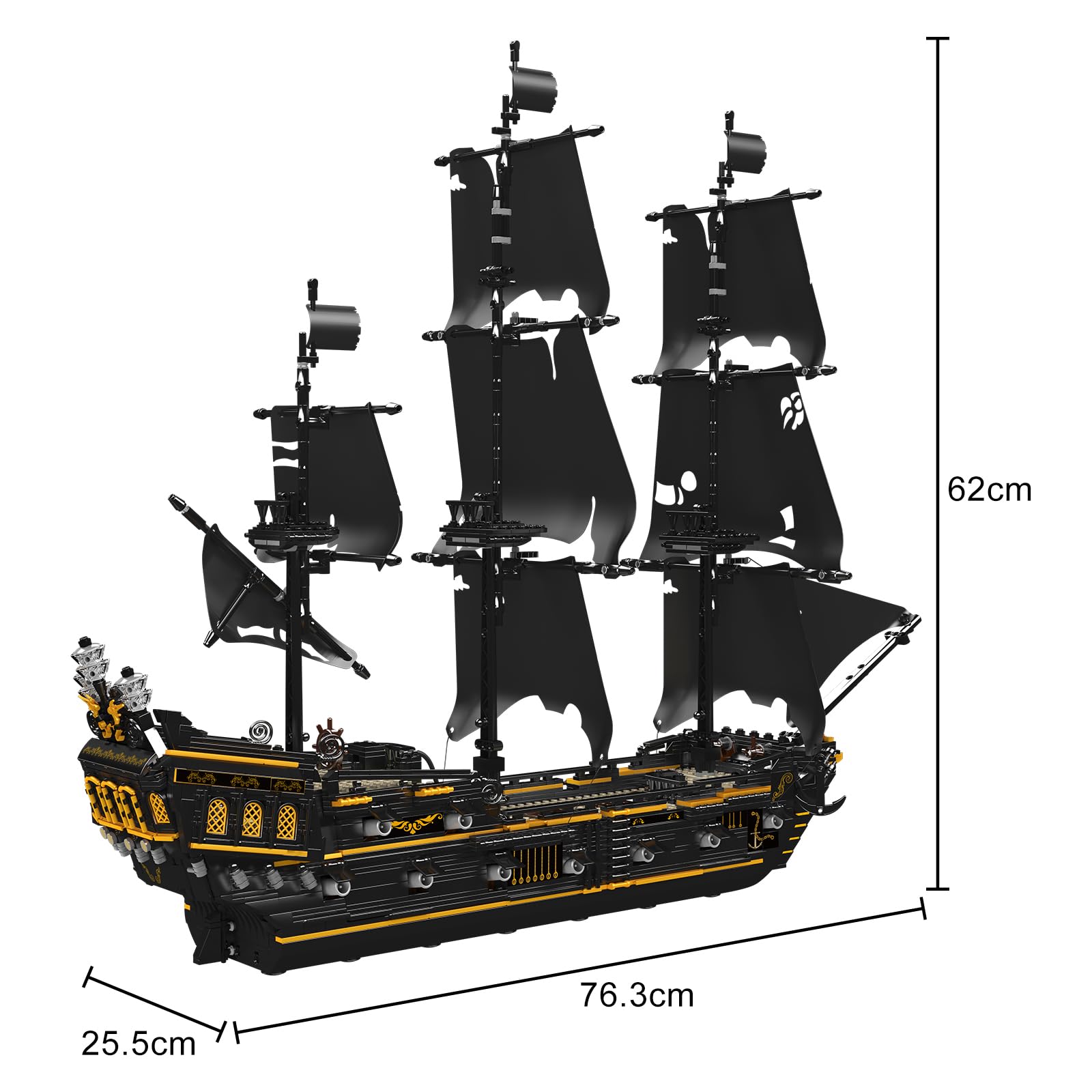 Mould King 13199 Black Pearl Piratenschiff Bausteine, 3180 Teiles MOC Segelschiff Spielzeug Modell, Technologie Klemmbausteine Bausätze Spielzeug Geschenke