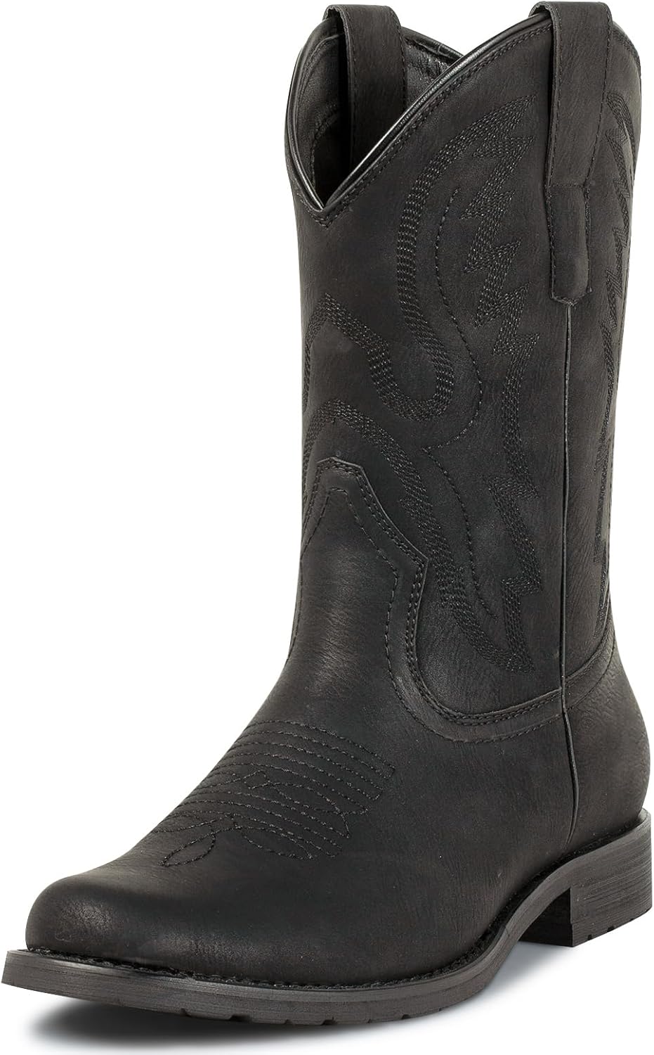 J's.o.l.e Men's Western Boots Round Toe Cowboy Boots for Men with Classic Embroidery Pull on Western Work Boots