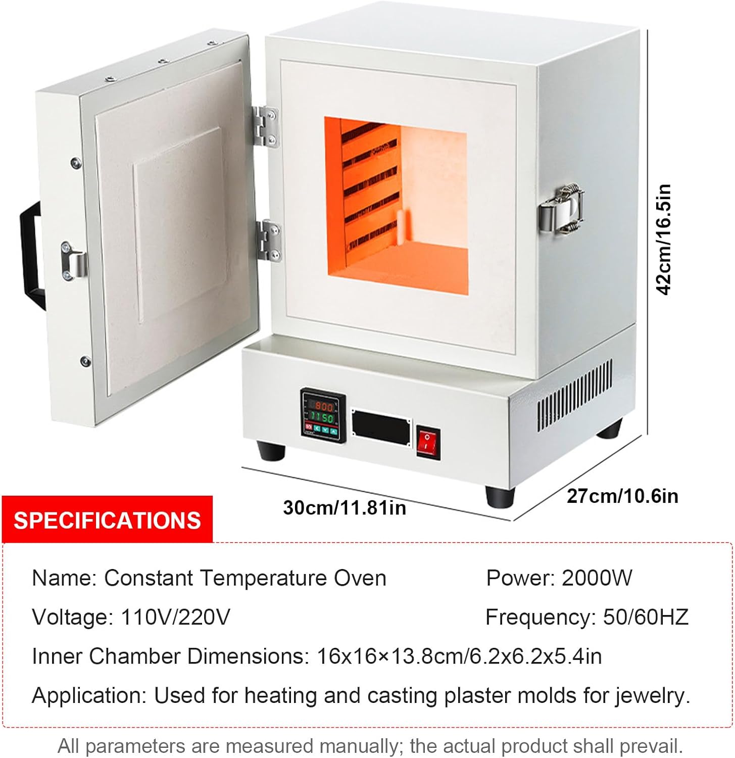 2000W Digital Electric Melting Furnace, 2102°F/1150℃ Precision Temperature Control, Electric Kiln for Lost Wax Casting, Metal Annealing & Lab Heat Treatment