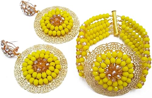 Miniatura 4 de Juego de joyas de cuentas africanas, collar y aretes de boda nigerianos para mujer