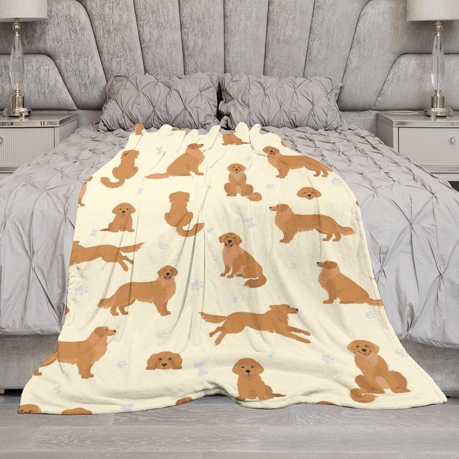 Golden Retriever Blanket Gifts, 60"x80" Dog Pattern Flannel Fleece Throw Blanket Soft, Lightweight, Comfortable, Warm Golden Retriever Themed Blanket for Humans Adults Kids