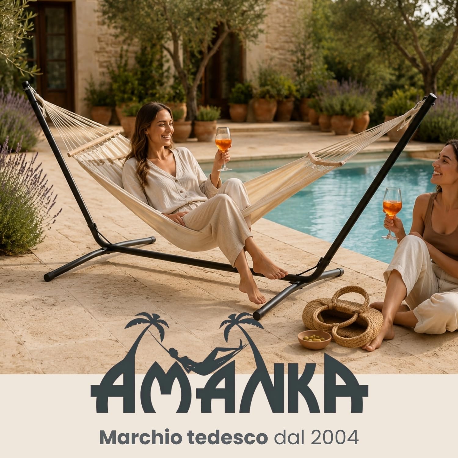 AMANKA 310x100 Supporto per Amaca Fino a 120 kg - Struttura per Amaca Sospesa - Base Amaca per 2 Persone - Dondolo Amaca da Giardino - Porta Amaca Senza Amaca Sostegno per Amaca Struttura Porta Amaca