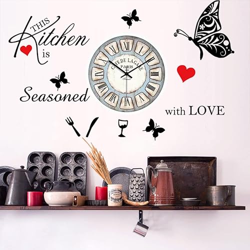 Miniatura 4 de Calcomanías de decoración de pared de cocina, citas de cocina, con texto en inglés «This Kitchen is Seasoned with Love» («This Kitchen is Seasoned