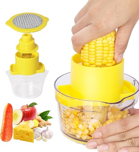 Pelador de maíz para mazorca, pelador de maíz, pelador de mazorcas de maíz, cortador de maíz y removedor con rallador de tazas integrado, pelador de
