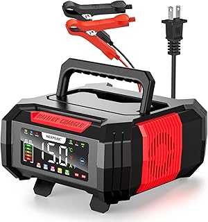 NEXPEAK 15A Battery Charger, Trickle Charger 12V/24V Car Battery Charger 9-Stage Smart LiFePO4 Charger Battery Maintainer w/Overcharge Protection Pulse Repair for Car Truck Motorcycle Lawn Mower