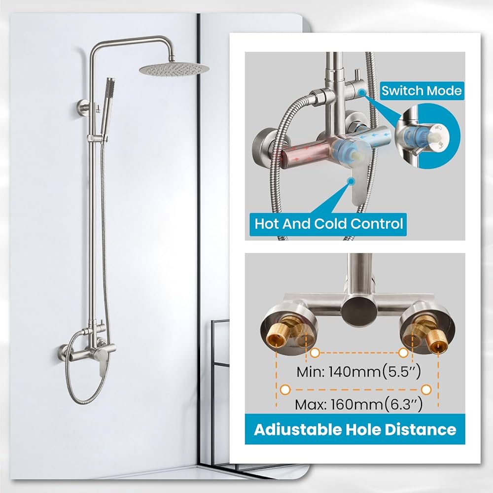 クロームプッシュ式シャワーヘッド Amazon | gotonovo 屋外シャワー器具 SUS304 ステンレススチール