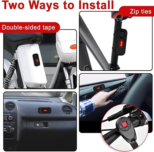 Miniatura 12 de Juego de 2 alarmas inalámbricas para bicicleta con control remoto, alarma antirrobo, alarma inalámbrica con sensor de movimiento, alarma impermeable