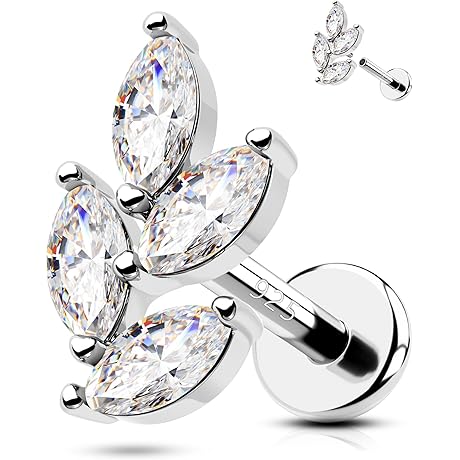 925 Sterling Silver Cartilage Labrets Stud Earrings for Tragus, Helix Piercing Jewelry for Women Men