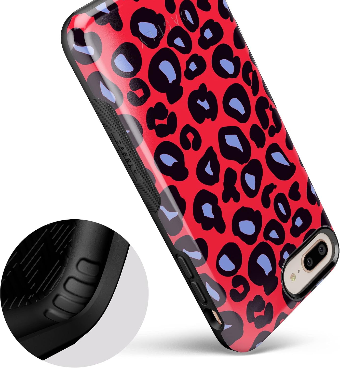 Casely iPhone 6/7/8 Plus Case | Into the Wild | Red & Blue Leopard Print | Bold Protective Design