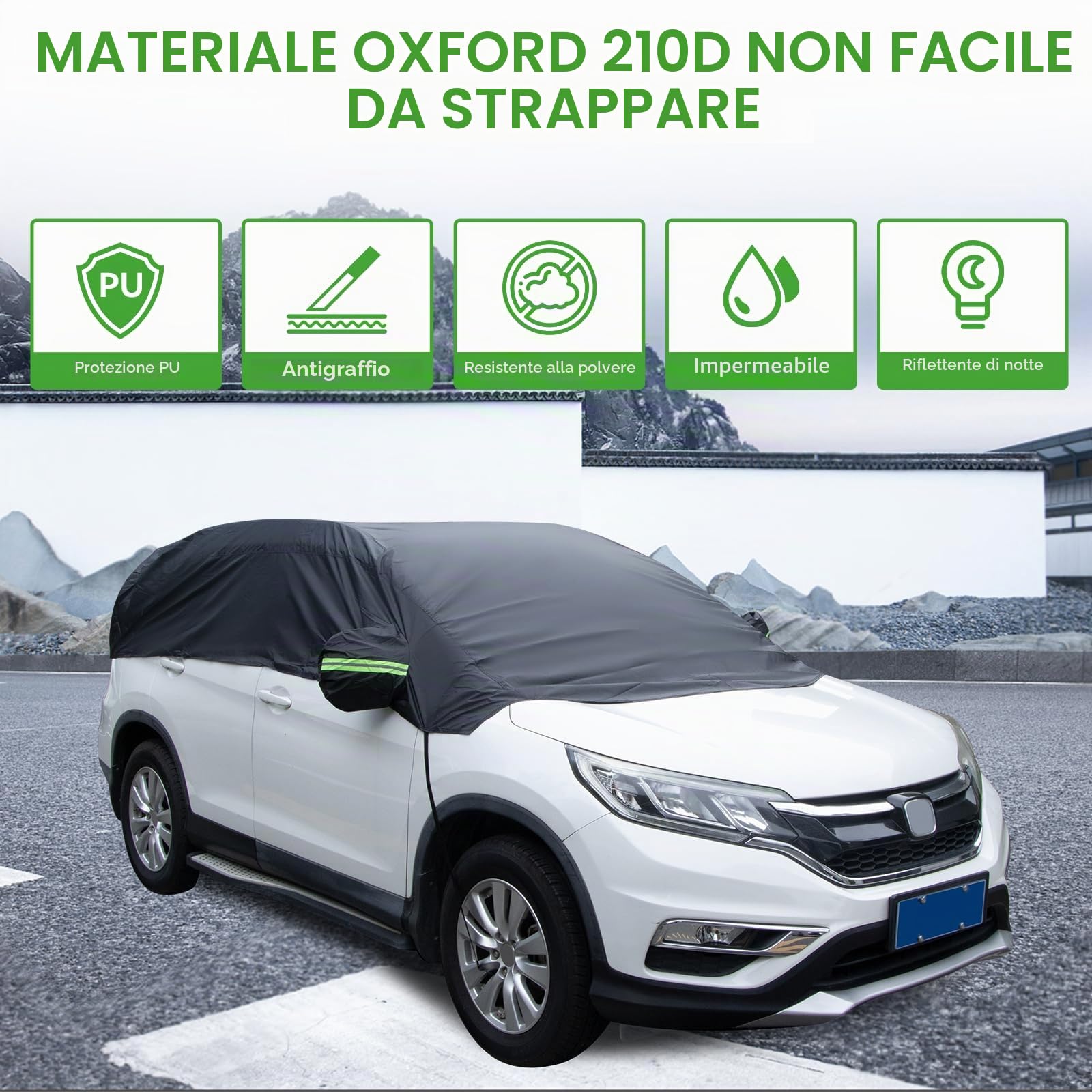 Ninonly - Copertura auto impermeabile, traspirante, protezione sole, pioggia, polvere, raggi UV, per parabrezza nero (SUV fino a 4,5 - 5,5 m)
