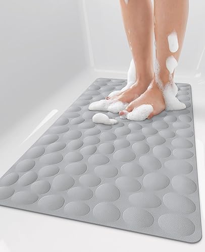 Bligli Tapete de ducha para bañera 16 x 315 pulgadas antideslizante estándar con ventosas fuertes goma suave antideslizante lavable a máquina