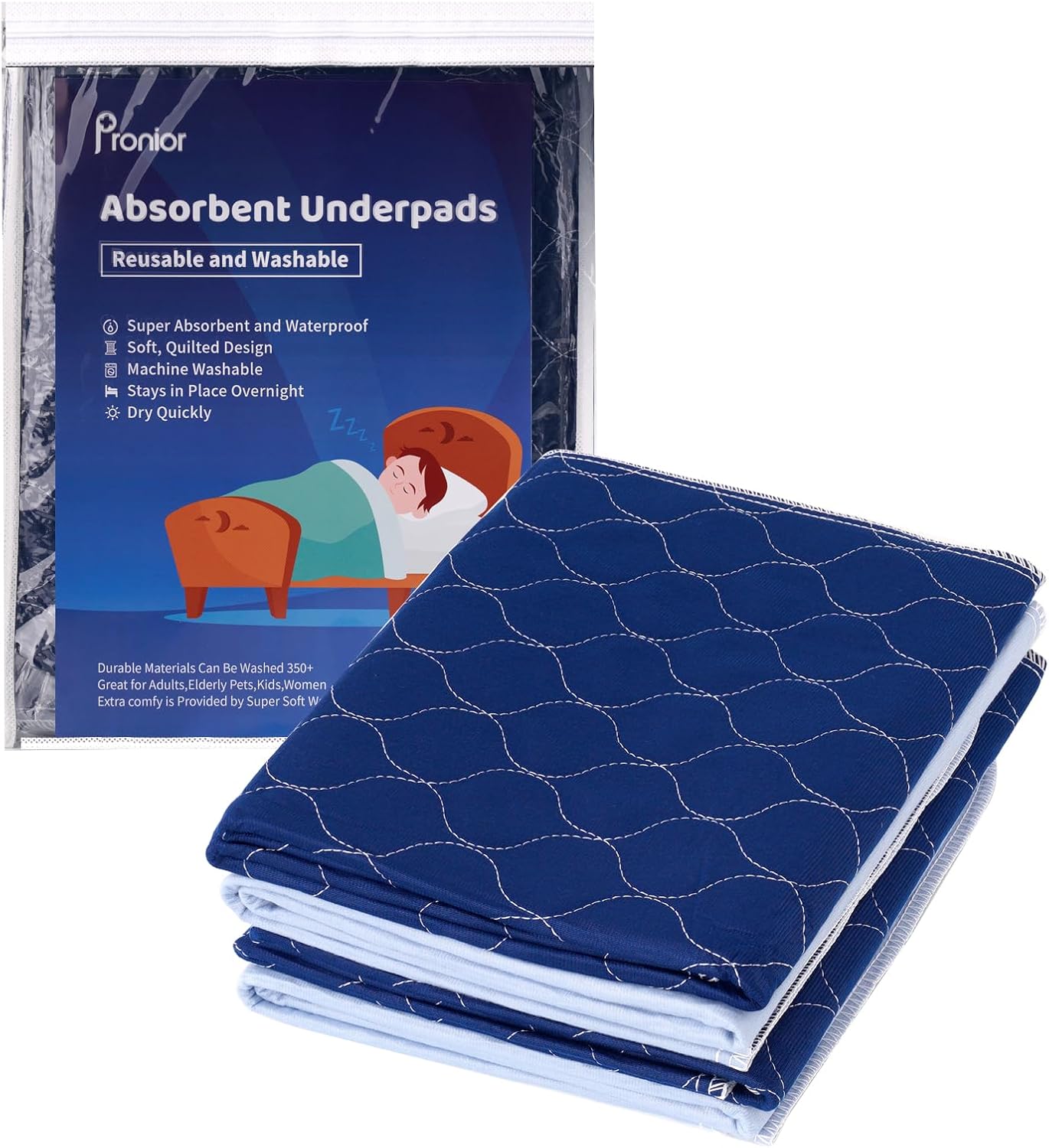 Pronior Incontinence Bed Pads Washable Waterproof Mattress