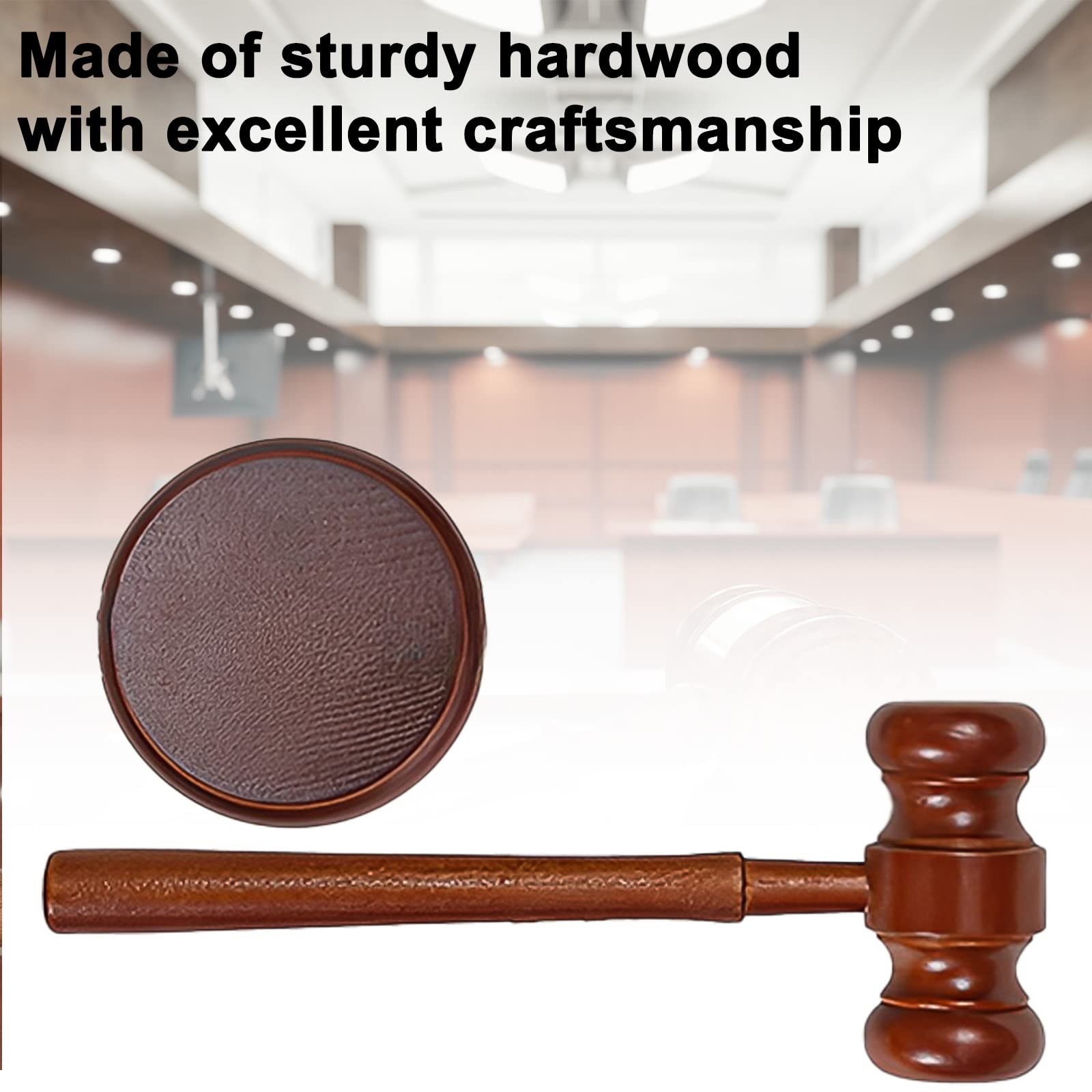 Martello Del Giudice In Legno Con Blocco Sonoro - Set Artigianale Per Avvocati E Giochi Di Ruolo - Foto 5