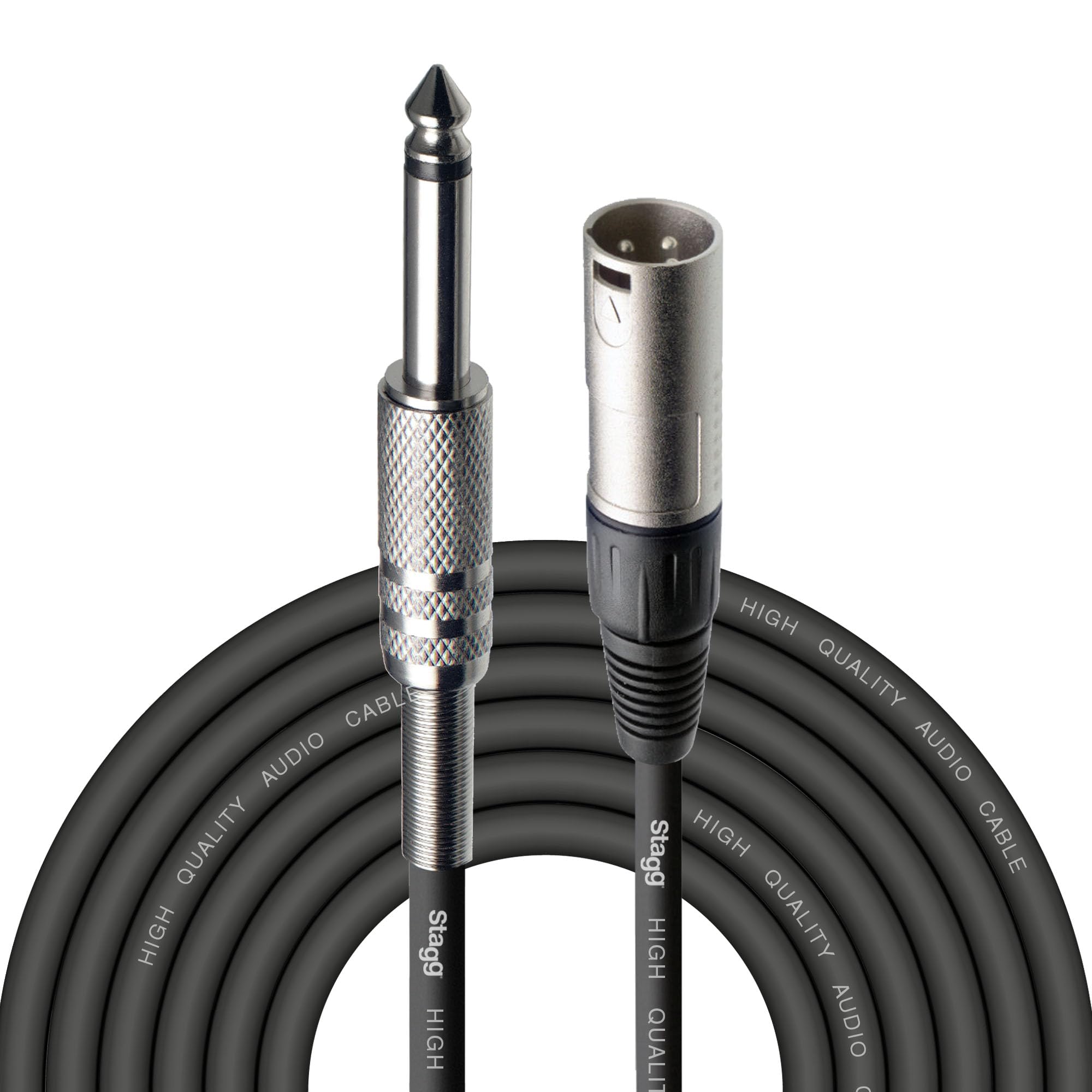 Unsymmetrisches männliches XLR-zu-Klinkenkabel zum Anschluss Ihrer Gitarre an eine DI-Box, Effekte usw. oder zum direkten Anschluss an ein Mischpult, schwarz, 6 m