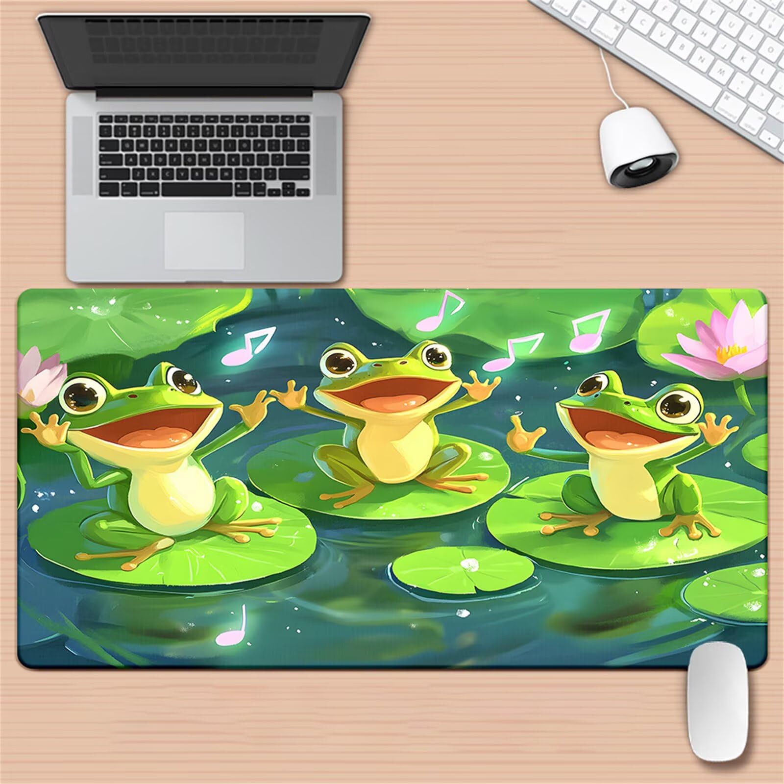 Alfombrilla de Ratón Gaming XXL 900x400x2mm, Rana Dibujos Animados | Alfombrilla Escritorio Grande Antideslizante, Superficie de Alta Precisión y Velocidad para Teclado, PC y Laptop