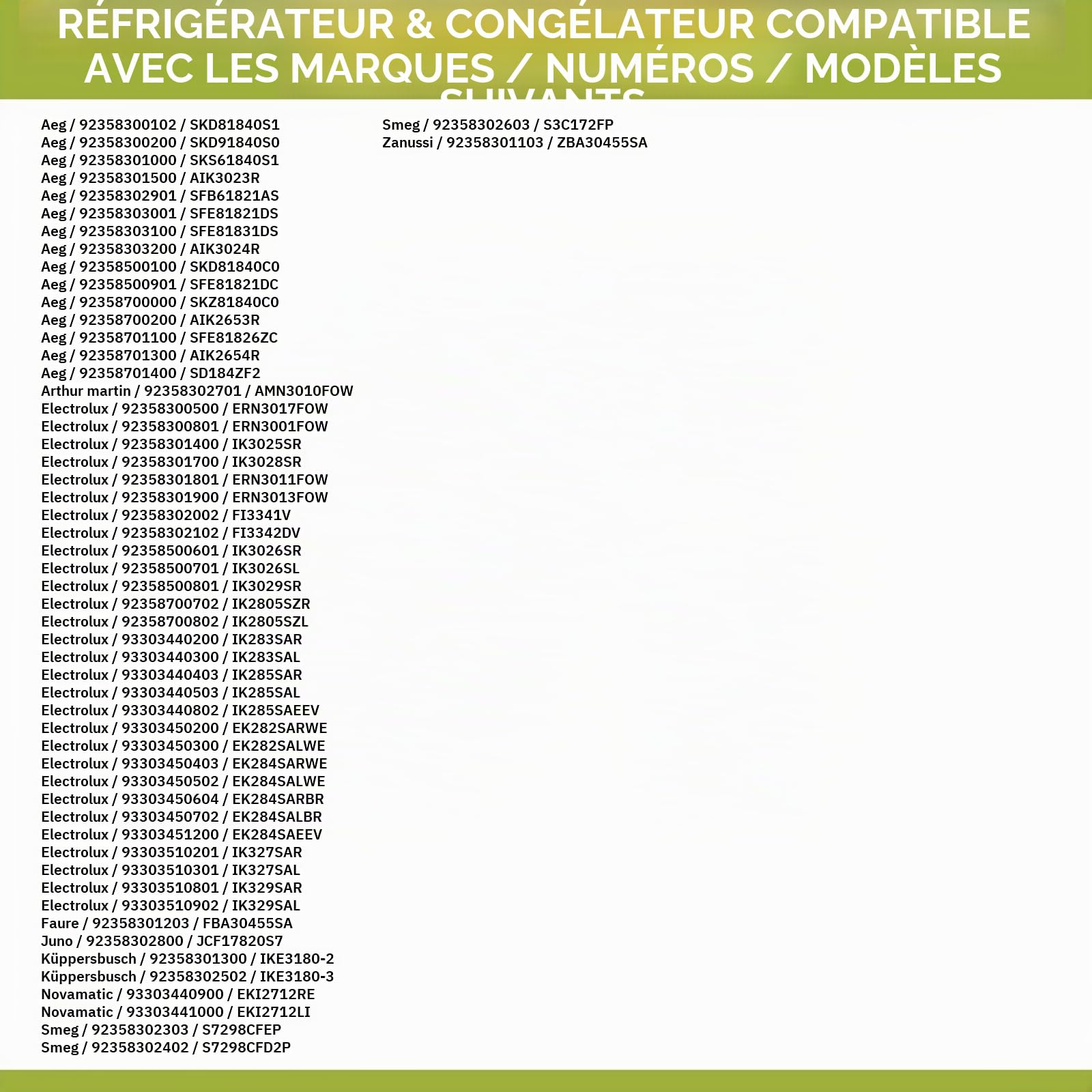 Porte Blanche du compartiment congélateur Réfrigérateur/Congélateur 140067919013