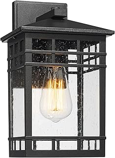 Treekee Outdoor Wall Lantern, Exterior Wall Mount Light, 1-Light Outdoor Wall Lighting Fixture in Black for Porch, Garage, Patio, Hallway and Entryway