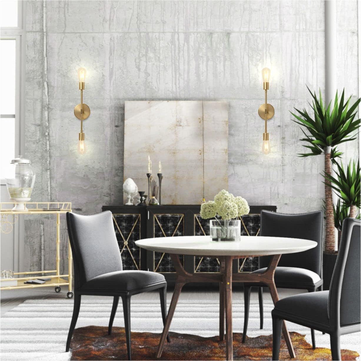 Super Cheap 🛒 BOKT Mid Century Modern Wall Sconces 2-Lights Antique Brushed Brass Wall Light Fixtures Minimalist Wall Light Fixture for Bedroom Living Room Hallway Aisle (2 Pack)