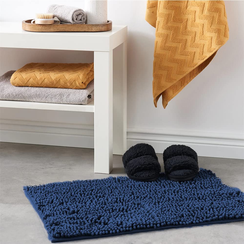 PLUS HOME Alfombrilla de baño, Antideslizante, de Microfibra, 45 x75 m.Azul Marino