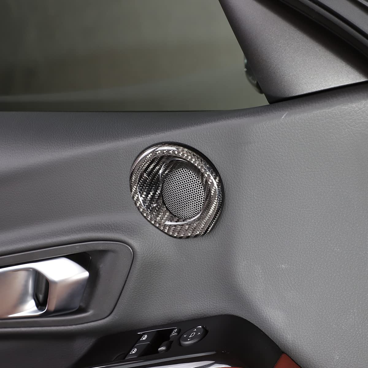 Prawdziwe włókno węglowe do drzwi wewnętrznych głośnika ramka ramka ramka pierścień wykończeniowy do Toyota GR Supra A90 2019-2022 akcesoria do wnętrz samochodowych (czarne włókno węglowe)