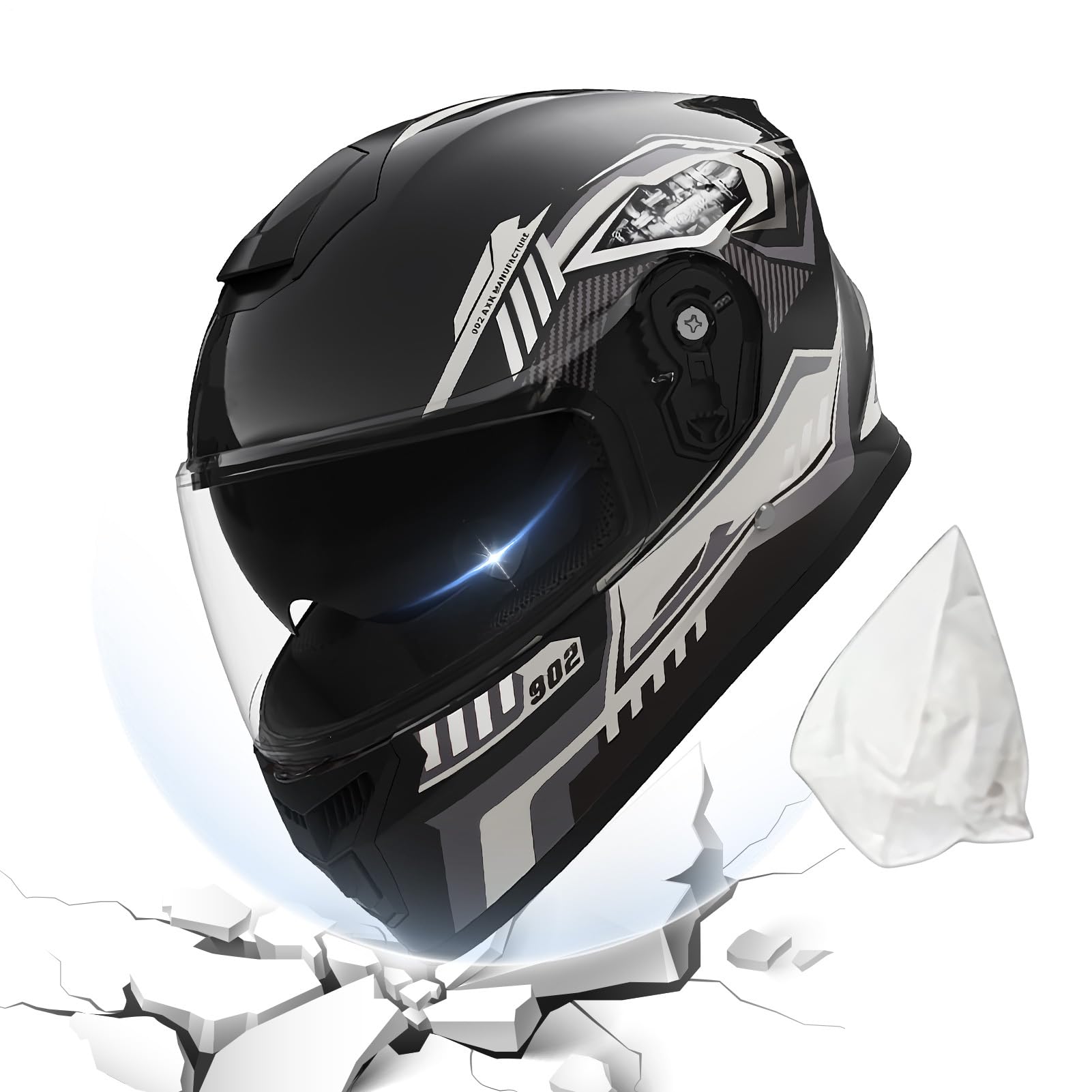 Casque Intégral De Moto - Verres À Double Couche avec Pare-Soleil Intégrés, Livré avec Un Protège-Nuque Coupe-Vent Amovible Et Un Sac Anti-poussière pour La Conduite en Hiver Ski Scooter Moto Cross