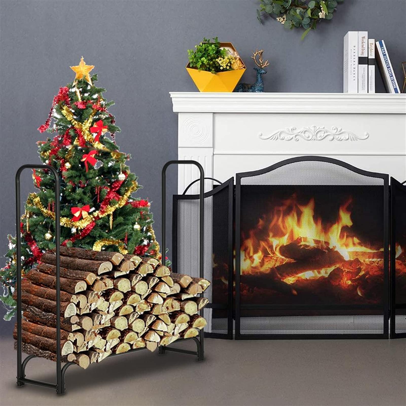 Amazon.com : YAYA2021-SHOP firewood Log Rack Iron Fireplace