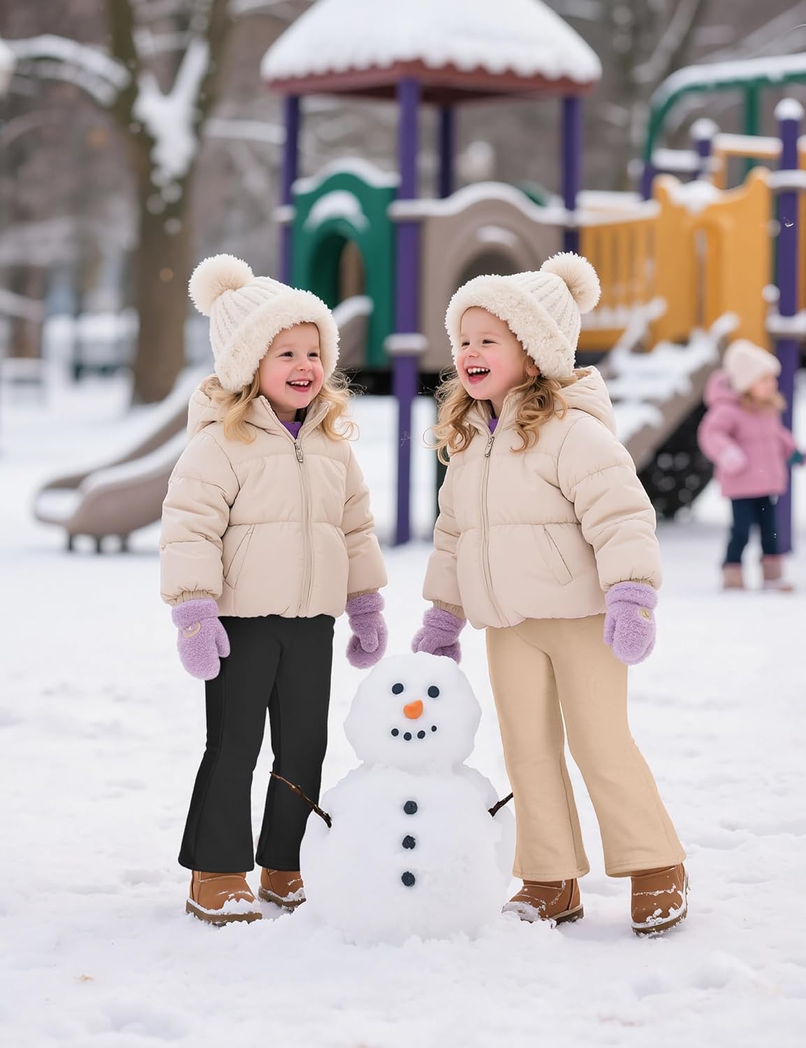 Witwot Toddler Girl Fleece Lined Pants Winter Warm Flare Leggings Cotton Baby Girls Clothes Size 18M-5T - Image 7