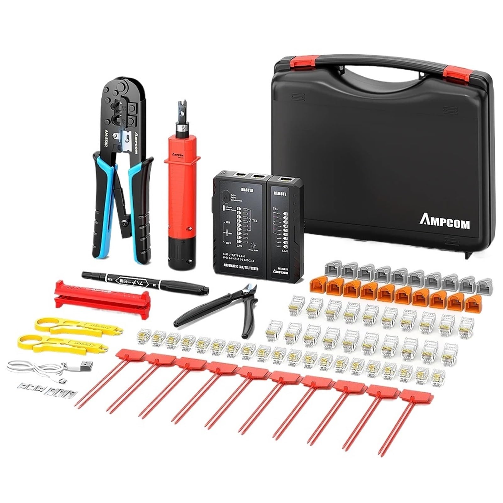 Pince à sertir RJ45, Ensemble d'outils de Test LAN, dénudeur de câble Ethernet, Outil de poinçonnage, connecteurs rj 45 rj11, Ensemble de réparation de câblage 12 en 1