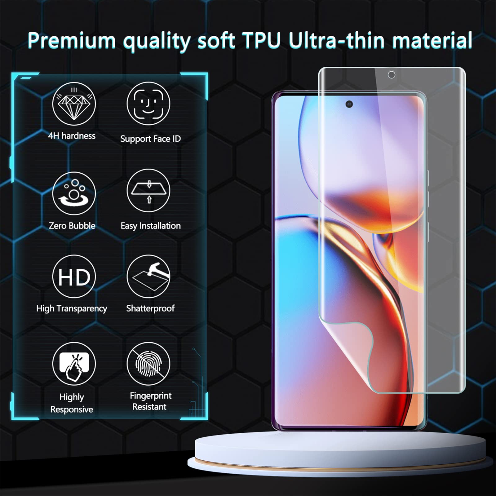 Pellicola Protettiva Idrogel TPU Per Motorola Moto Edge 40 Pro (2 Pezzi) - Morbida, Anti Graffio, Autoriparante, 0.22mm, Kit Installazione - 3
