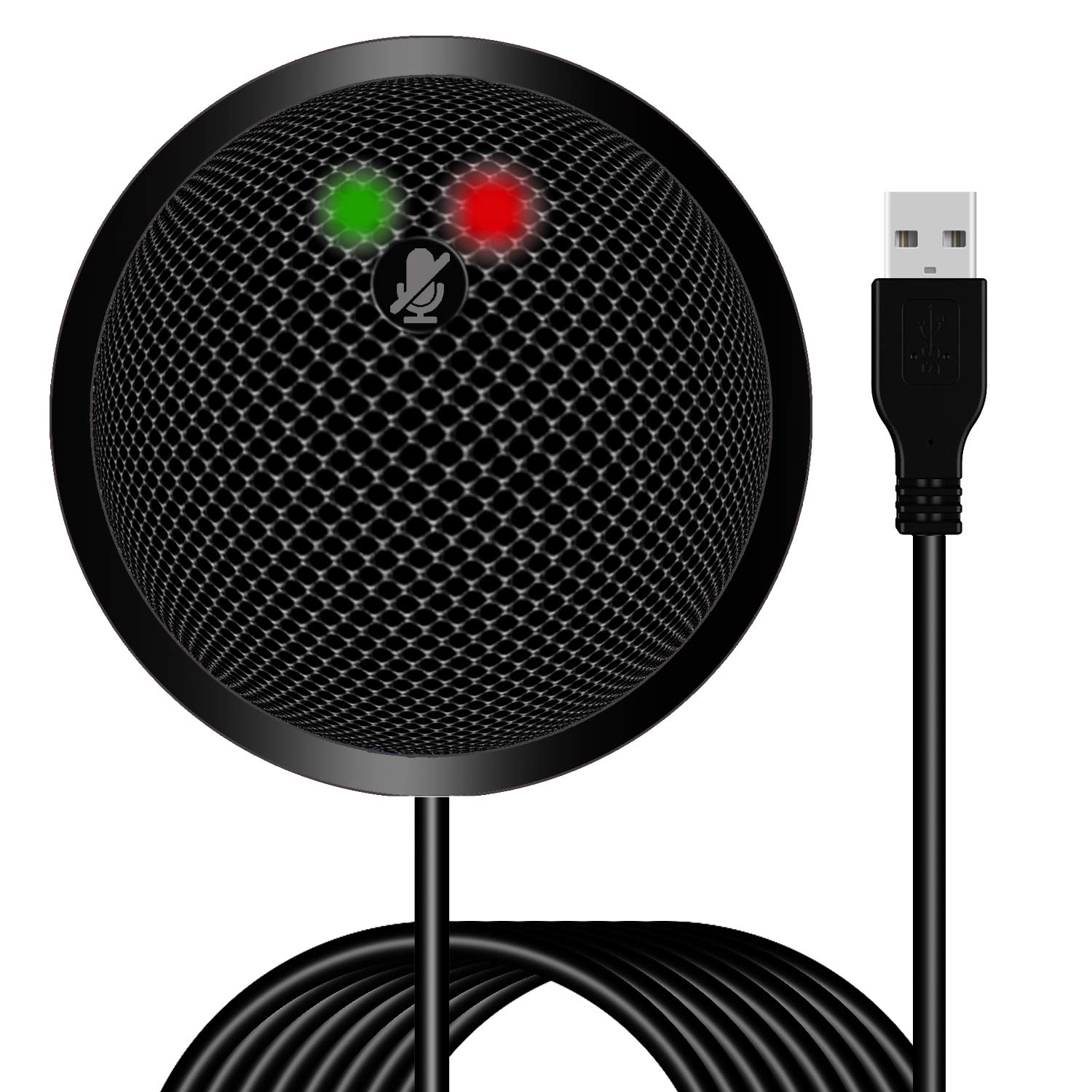 USB Conference Microphone,COOPSION Plug and Play Long Distance 360 Omnidirectional High Sensitive Condenser Microphone with Mute Switch Compatible with Mac OS X Windows for Live Video,Team Work/Chat