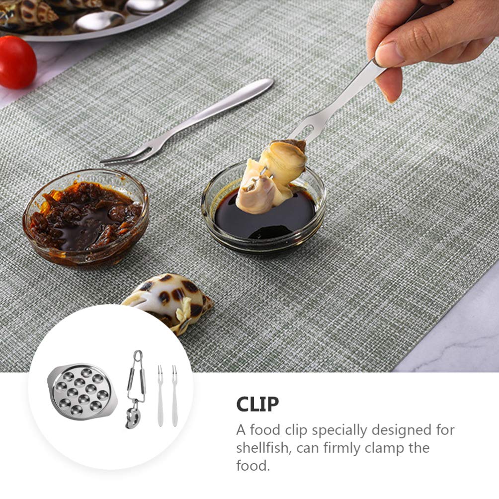 Cabilock 1 Satz Schneckenteller mit Edelstahl Clip Schneckenschale Metall 12 Löcher Schneckenplatte Schneckenpfanne Serviergeschirr für Zuhause Restaurant Hotel Küche BBQ Silber