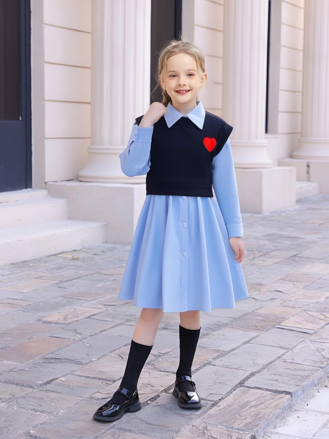 J·E Sterguard Little Girls Clothes Size 3T-12 Girl Cotton Long Sleeve Dresses 2 Piece Outfits for Kids - Image 2