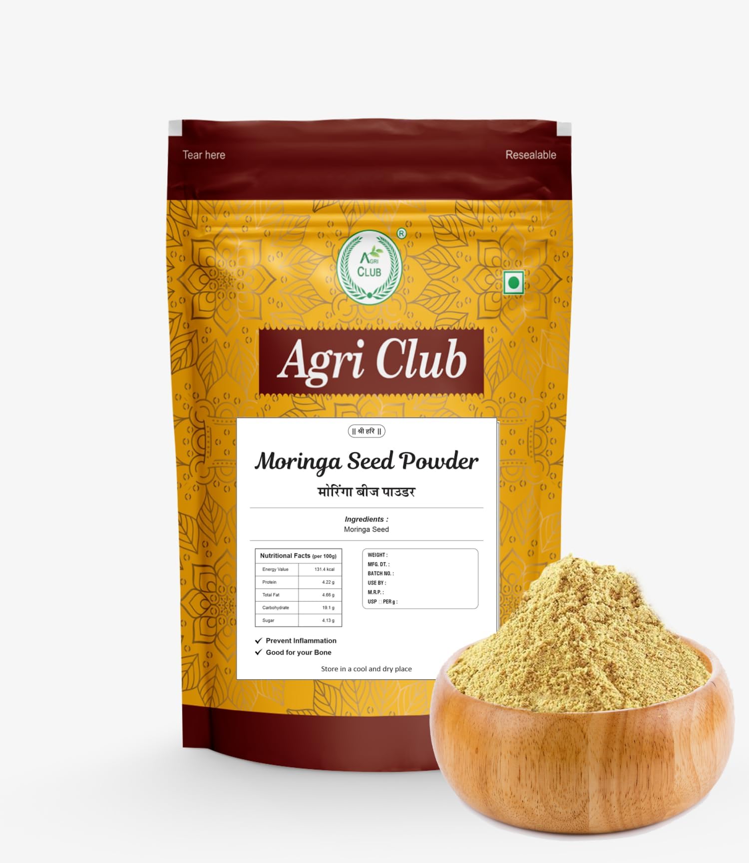 Moringa Seed Powder 1kg | Murungai Vidhai Powder l Drumstick Seed Powder | Agri Club
