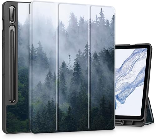 Mektron Funda para Samsung Galaxy Tab S9 FE  S9 de 11 pulgadas 2023 X710X716BX718U, portalápices integrado con tapa dura mate con encendido y