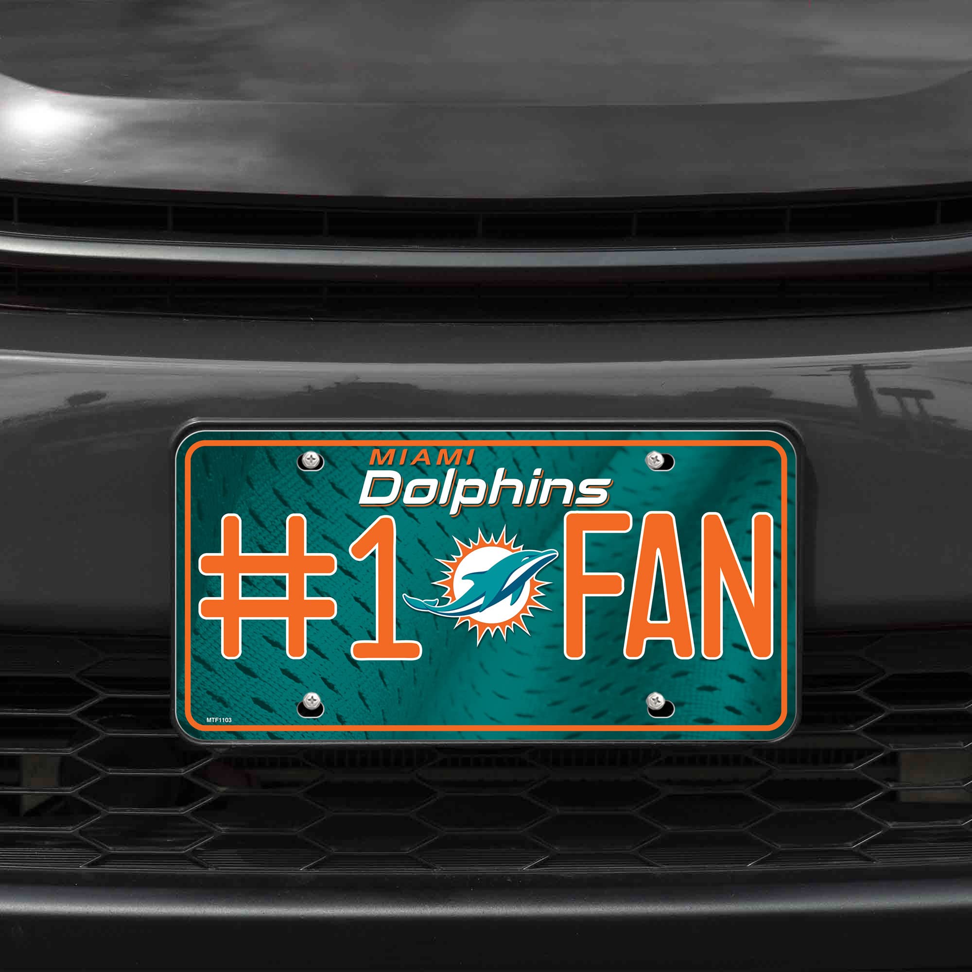 Rico Industries NFL Miami Dolphins #1 Fan Metal License Plate Tag, 6 x 11.5