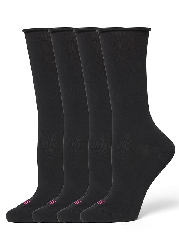 HUE Women's Jean Sock Crew, Black - 4 Pair Pack, One Size by HUE - Used condition - US$27.24