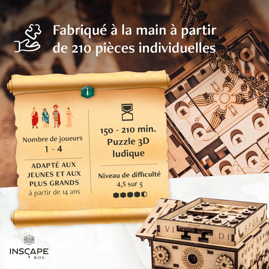 INSCAPE Caesar's Riches Puzzle Boîte Escape Room en Bois pour Adultes