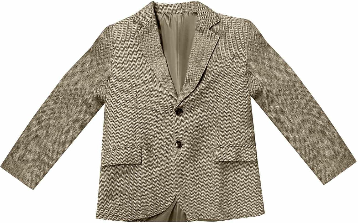 Boys Blazer Classic Jacket for Boy Wedding Retro Herringbone Casual Jacket Formal Tweed Patterned Sport Coat