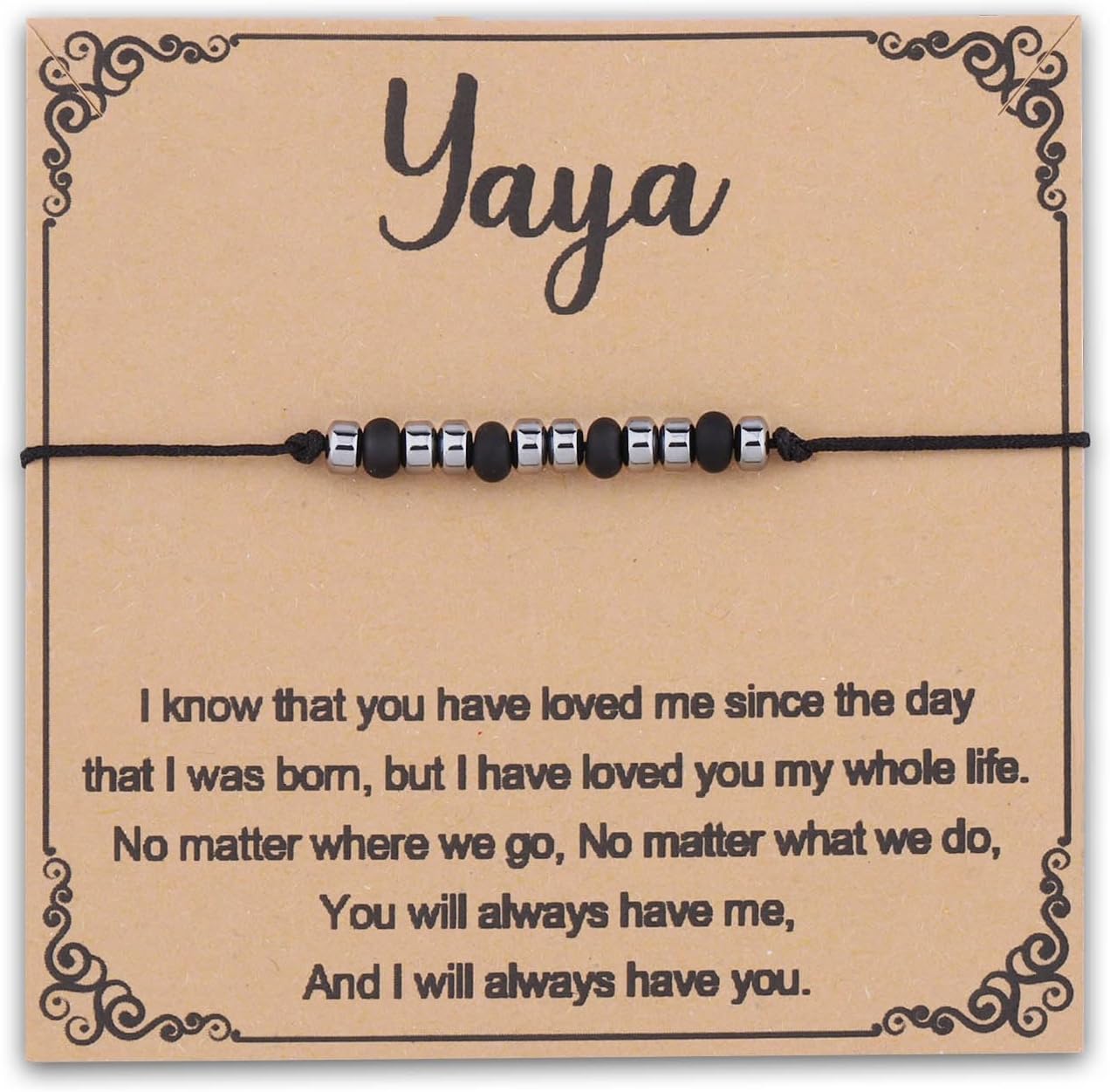 MAOFAED Grandma Gift Idea, Yaya Morse Code Bracelet for Grandma, Christmas Gift for Yaya, Mothers Day Giftgift s(yayaMorseCA)