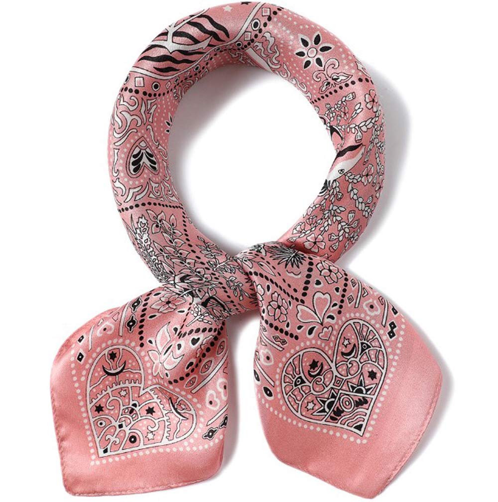 MEISEE Women's Child Silk Scarf, A-20 Pink Flowers, Small