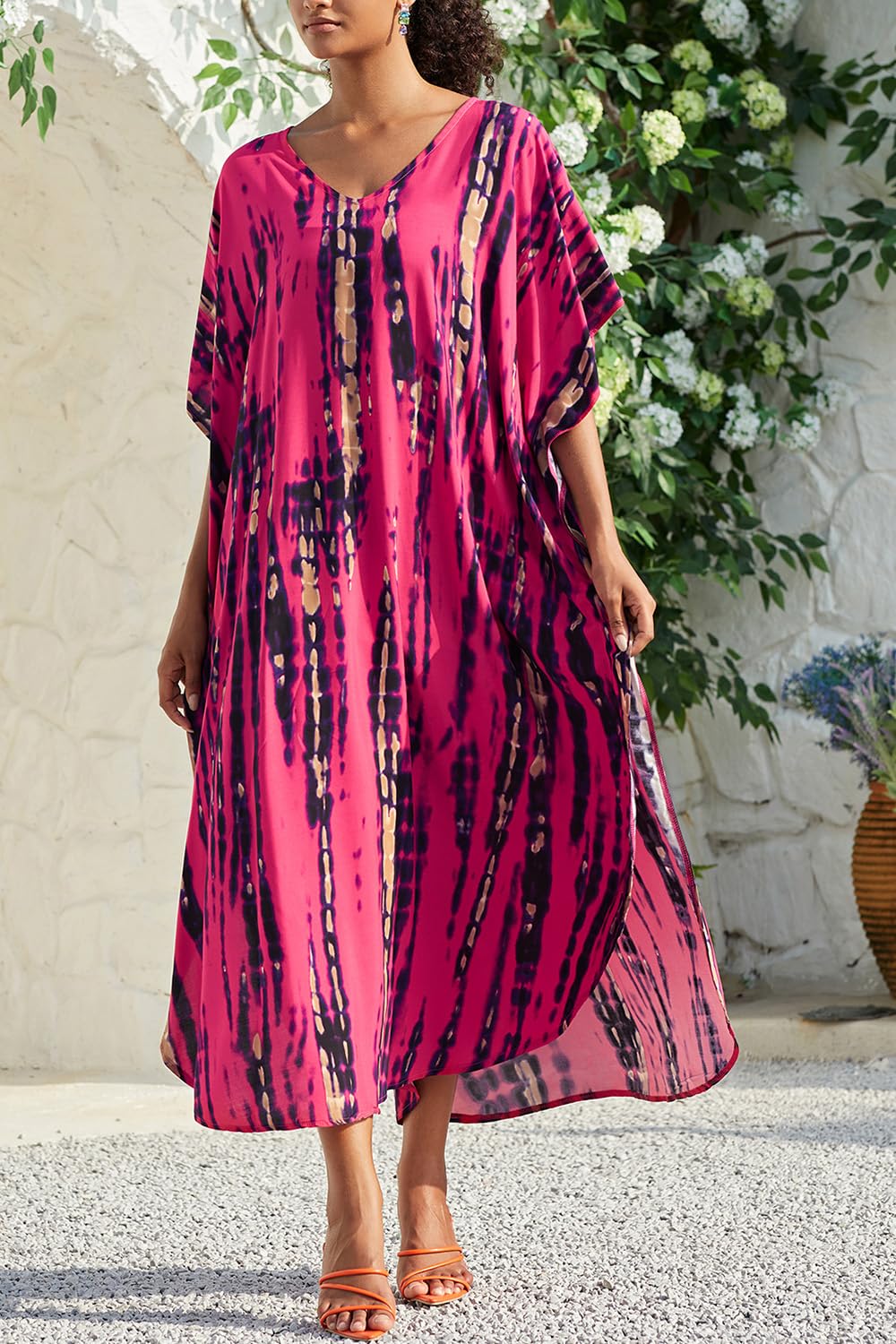 Cárdigan Largo Caftán Kimono para Mujer Bohemio Ropa de Salón Vestido de Playa de Gran Tamaño