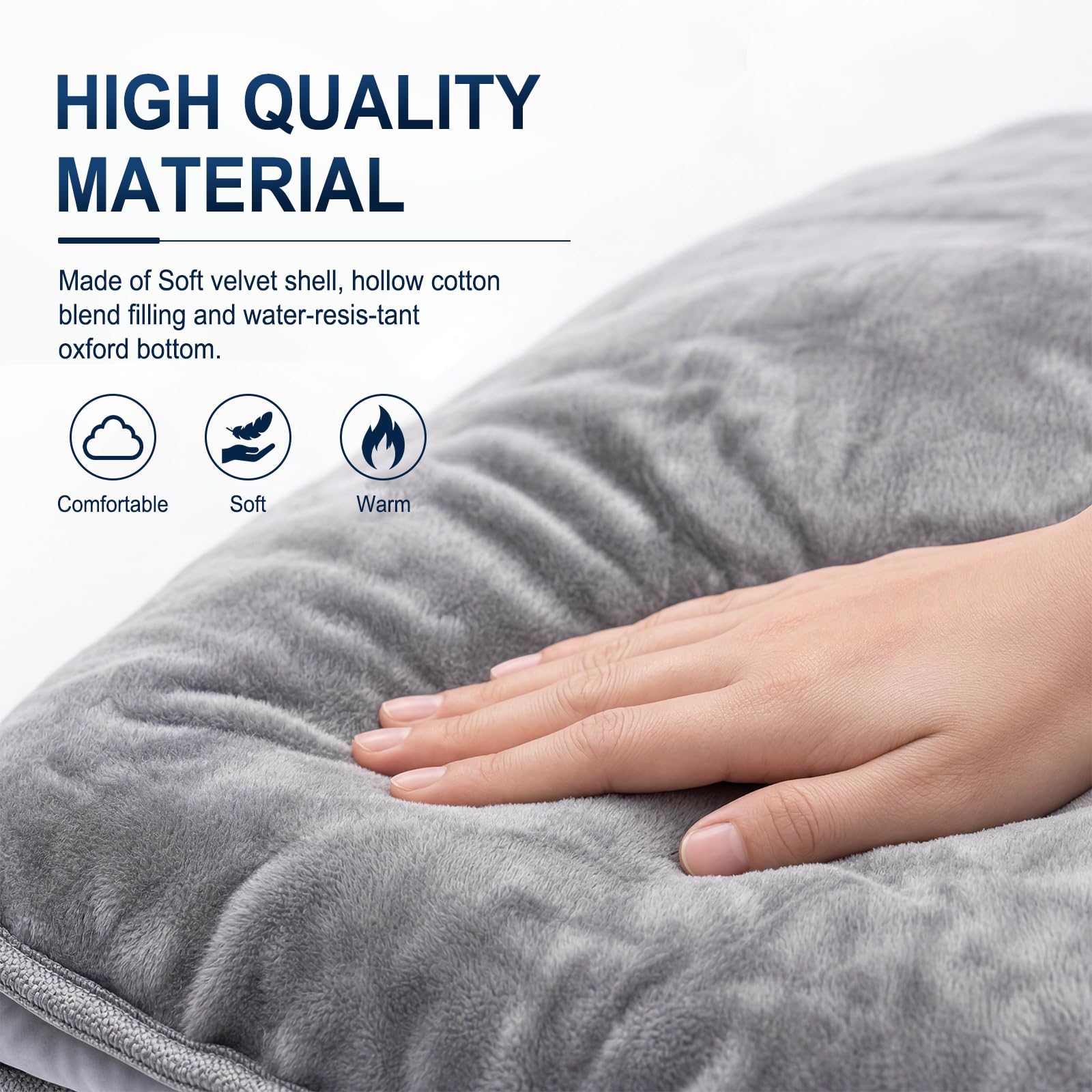 Surmatelas matelassé pour lit de bébé, 190,5 x 71,1 cm, en coton antidérapant pour lit de camp/camping-car superposé/lits jumeaux étroits, gris