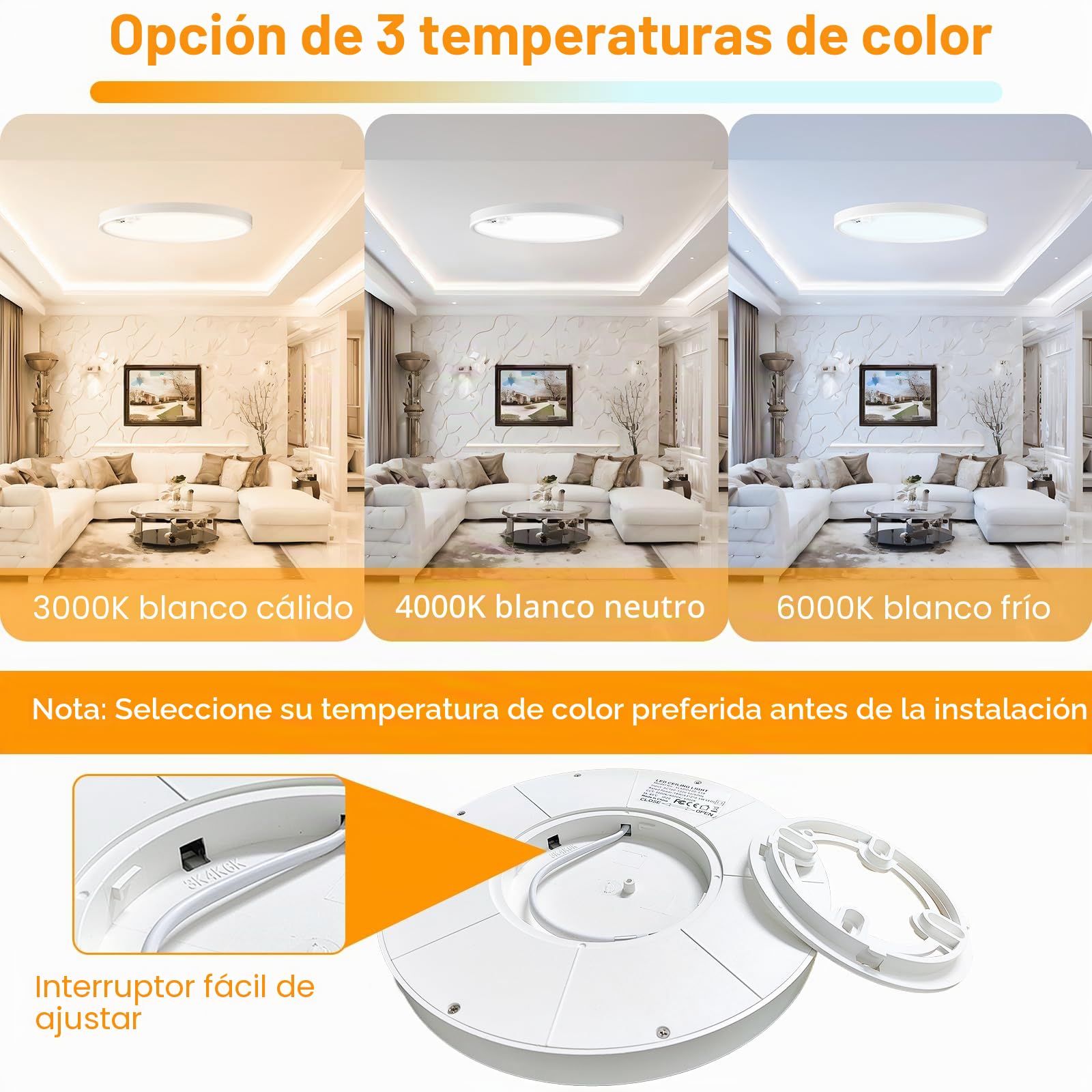Eleganted 4PC Plafón LED con Sensor de Movimiento Radar, Plafon de Techo Redonda Ultra Delgada, 1600LM, 3000K/4000K/6000K, para Pasillos, Porche, Entrada, Escalera Ø22cm