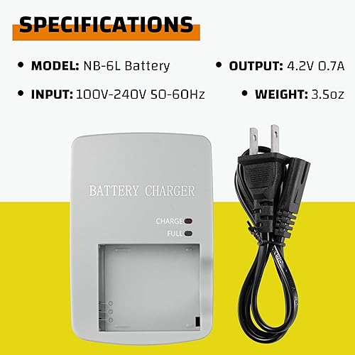 Miniatura 2 de CB-2LY CB-2LYE Cargador de batería para Canon NB-6L NB-6LH Batería: para Canon PowerShot D10 D20 D30 S90 S95 S120 S200 SD770 IS SD980 IS SD1200 IS