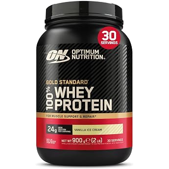 Optimum Nutrition Gold Standard Whey Protein Powder Muscle Building Supplements With Glutamine and Amino Acids, Vanilla Ice C