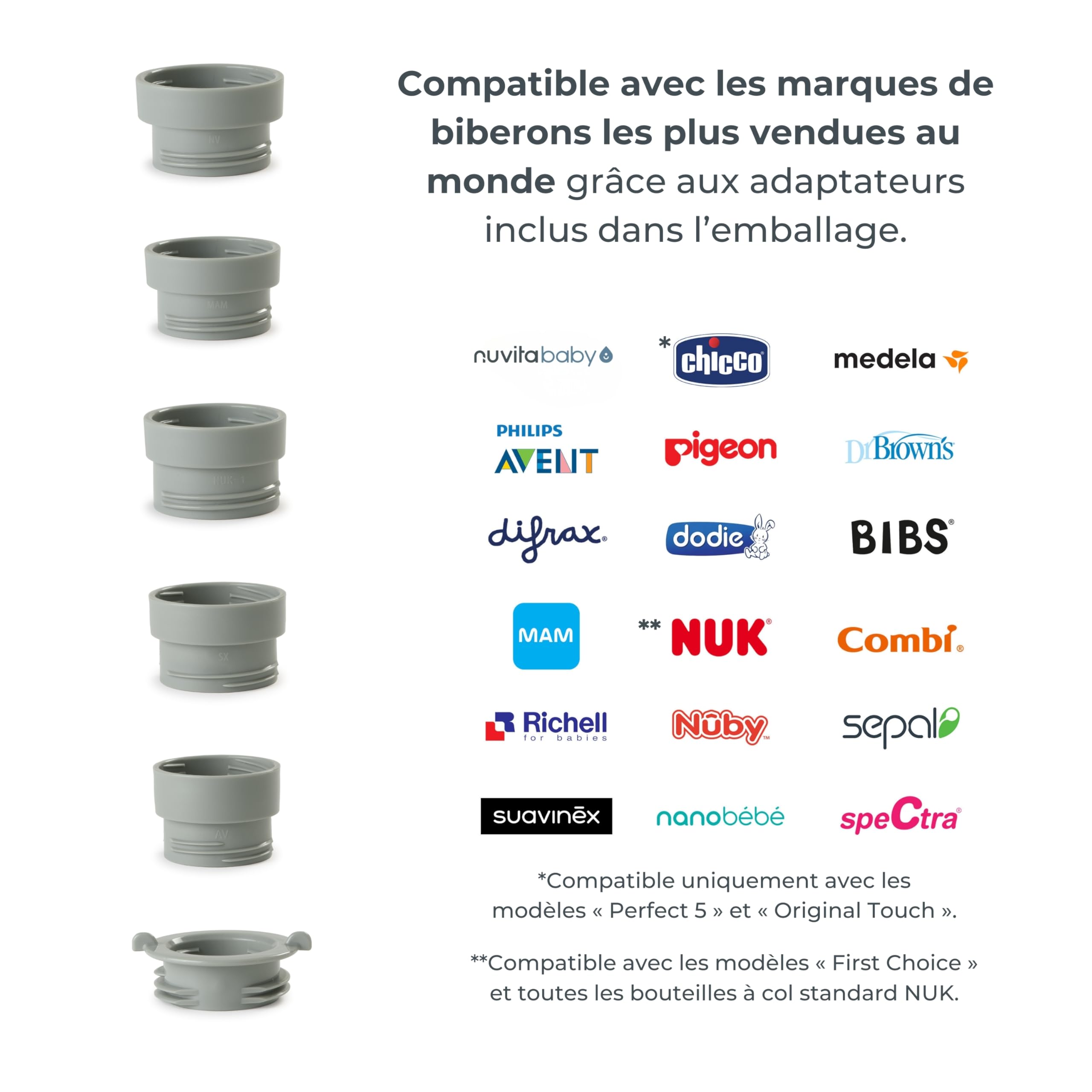 Nuvita 1163 Warm’n’Mix Chauffe-biberon Portable à batterie avec Fonction de Chauffage et de Mélange – Chauffage Rapide en 3 Minutes, 4 Réglages de Température, Compatibilité Universelle avec 6 Adaptat