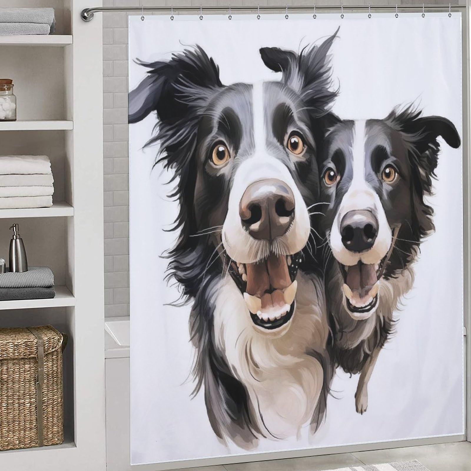 Rideau de douche chien polyester imperméable et lavable 183x183cm