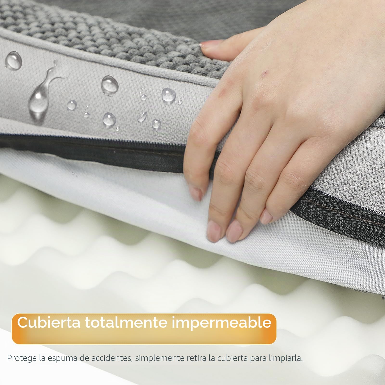 Nepfaivy Cesta Cojín Perro Desenfundable - Alfombrilla Perros Lavable y Antideslizante, Cama para Perros Tamaño Pequeño Ortopédica, 76x55cm, Gris Oscuro