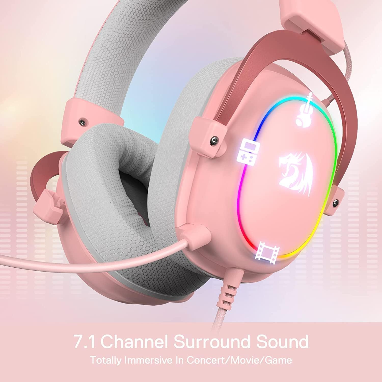 Redragon H510 Zeus X Auriculares Gaming con Microfono Flexible - Sonido 7.1 - Iluminacion RGB - Diadema Ajustable - Almohadilla